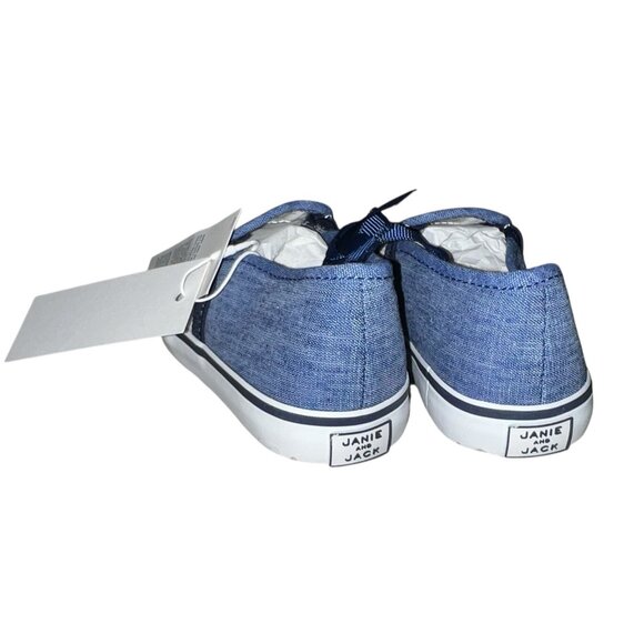 Janie & Jack Chambray Stripe Slip On Sneaker Sz 6 Unisex Blue Denim - Picture 6 of 10